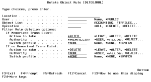 Delete Object Rule panel