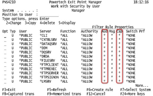 Work with Security by User panel