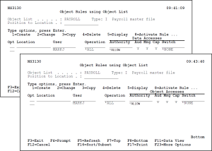 Object Rules using Object List panel