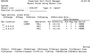 Object Rules Using Object List panel