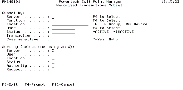 Working with Memorized Transactions - green screen