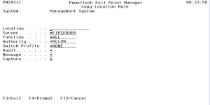 Work with Security by Location panel