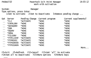 Work with Activation panel