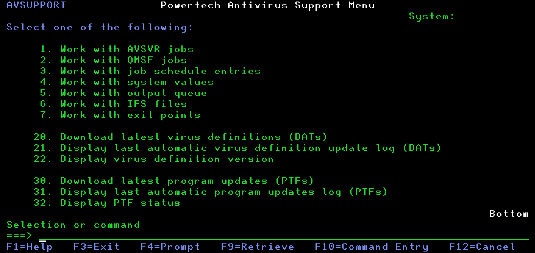 Support Menu