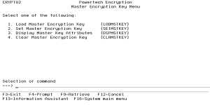 Master Encryption Key Menu